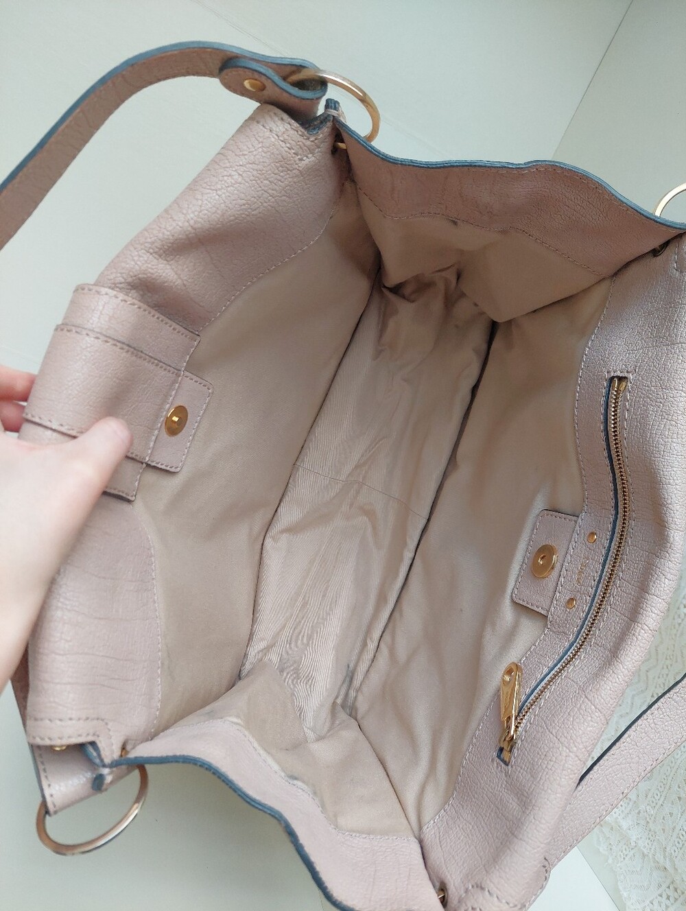 CHLOE Kathleen Nude Mauve Beige Satchel Bag - Picture 12 of 16